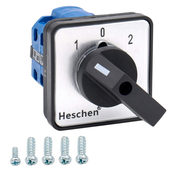 Heschen 25pcs Universal Rotary Cam Selector Changeover Switch SZW26-20/D202.2 660V 20A ON-OFF-ON 3 Position 2 Phase 8 Terminals CE