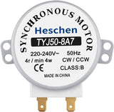 Heschen 2pcs Synchronous Motor TYJ50-8A7 220-240V AC 4R/Min CW/CCW 50Hz for microwave oven Turn Table VDE listed
