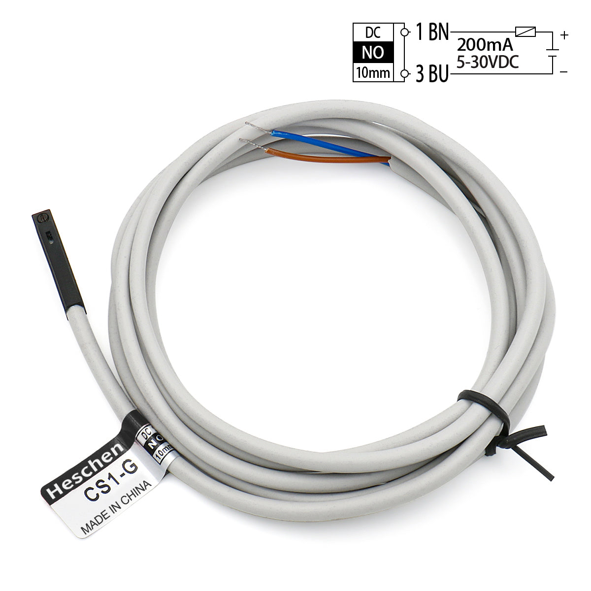 Heschen Magnetic Sensor Switch CS1-G customized DC 5-30V 200mA 10mm NO 2-Wire CE