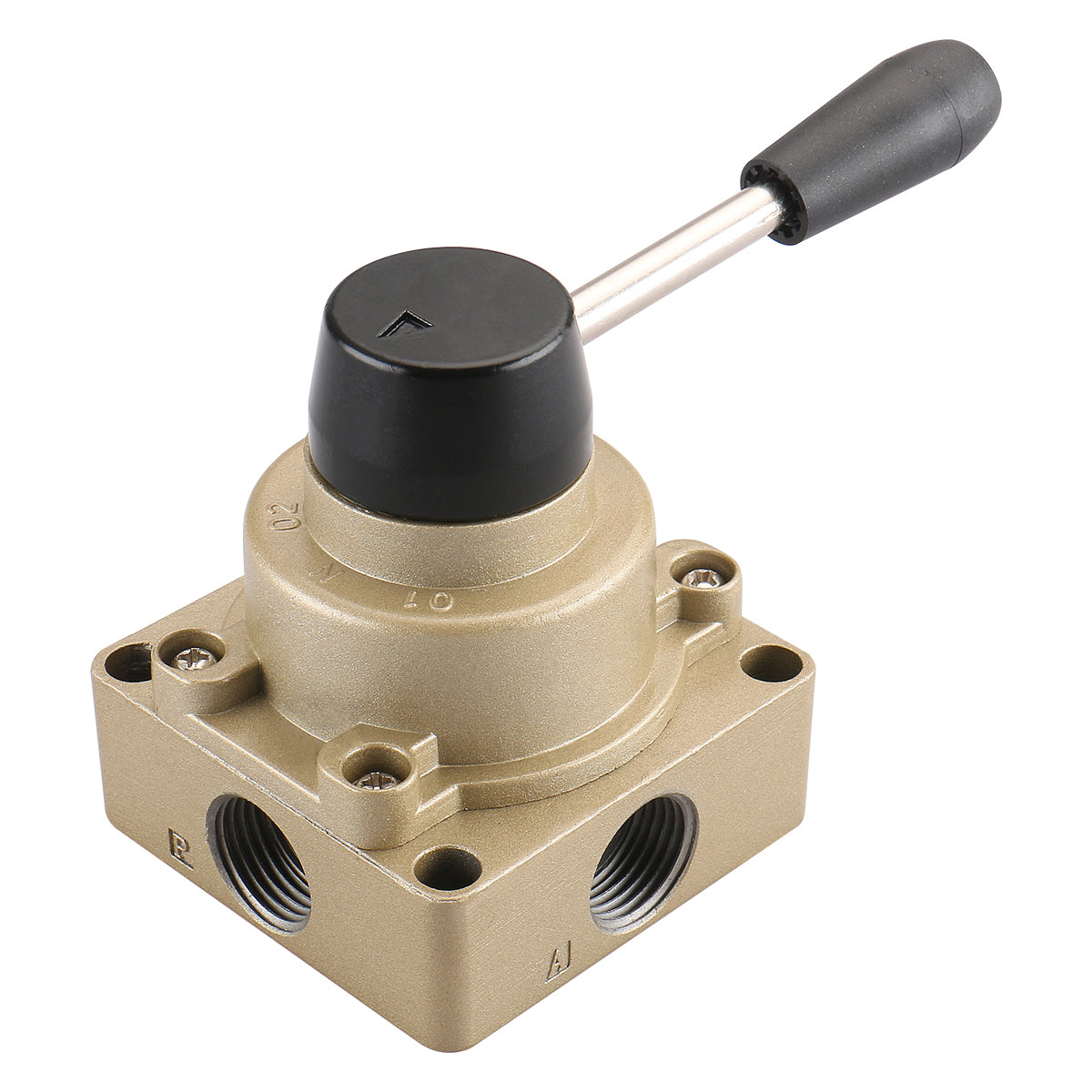 Heschen Rotary Lever Hand Valve HV-04 PT1/2 3 Postion 4 Way Air Flow Control Valve