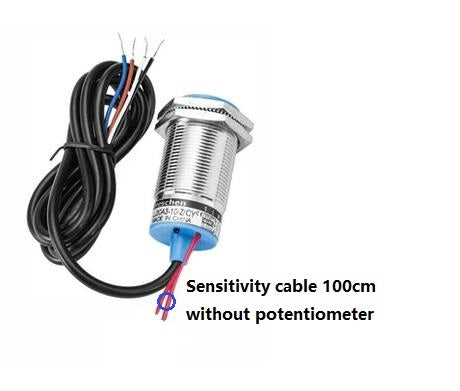Heschen M30 Capacitive Proximity Sensor Switch with an external sensitivity cable, Shield Type, LJC30A3-10-Z/CY-P, Detection 1-10mm, 10-30VDC 200mA, PNP NO+NC, 4 Wire