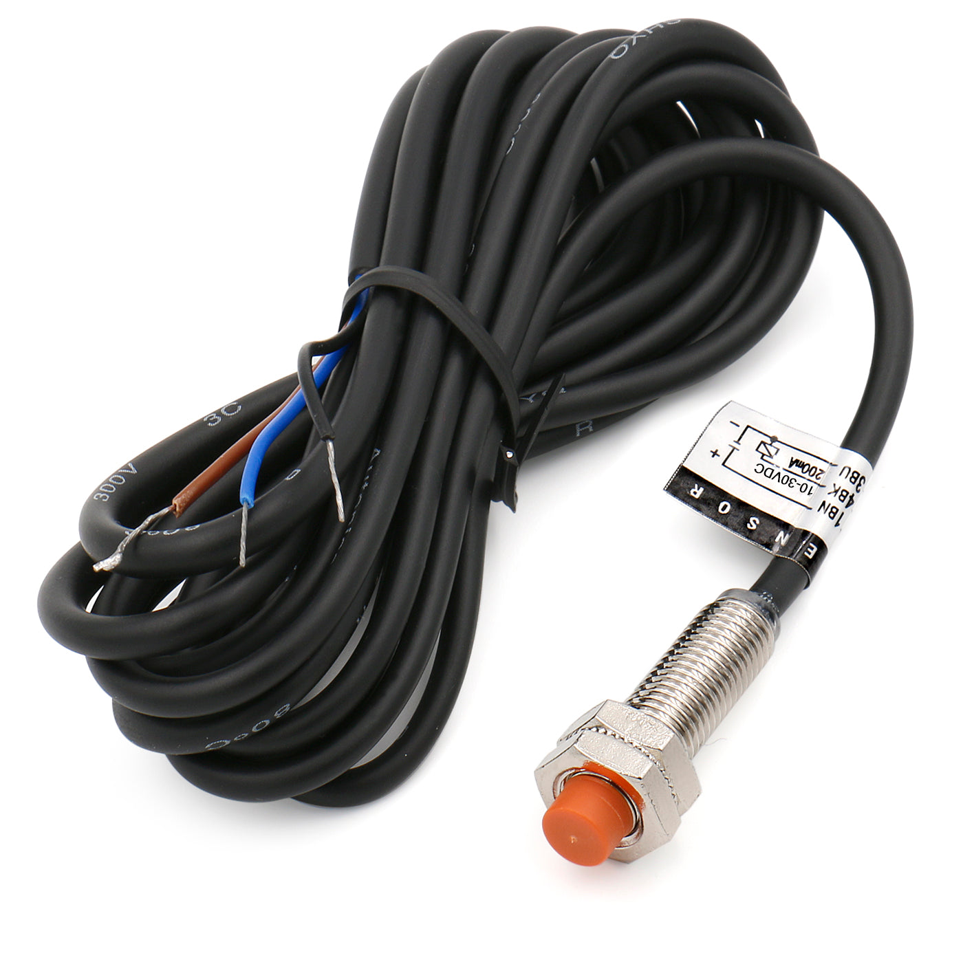 Heschen M8 Inductive Proximity Sensor Switch PR08-2DP2 Cylindrical Type Detector 2mm DC10-30V 3-Wire PNP NC(Normally Closed) CE