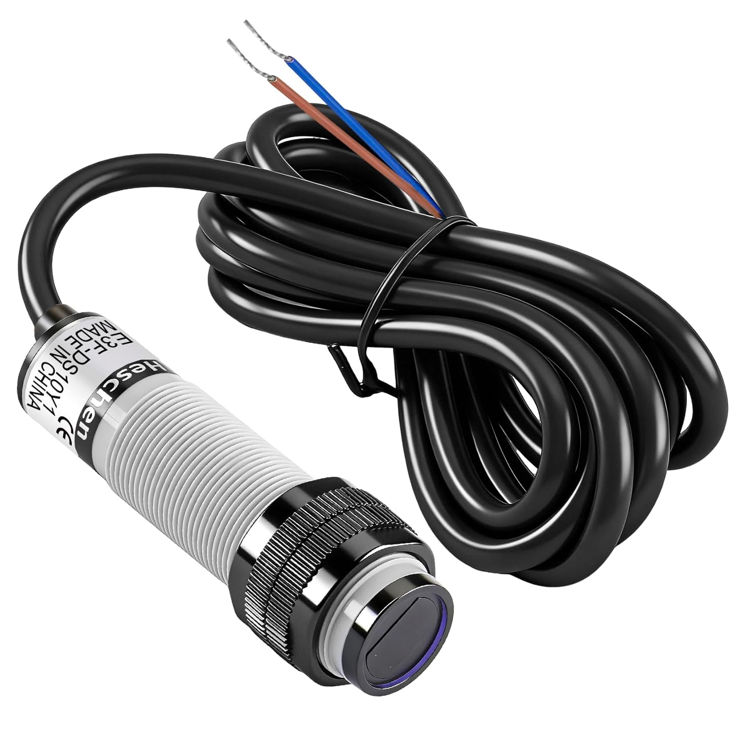 Heschen M18 Photoelectric Sensor Diffuse Reflection Sensor Switch E3F-DS10Y1 NO AC90-250V 200mA Sensing Distance 10cm 2 Wires