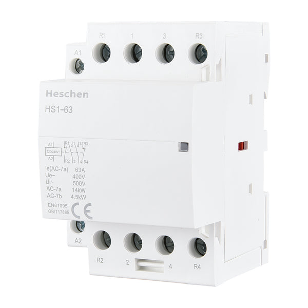 Heschen Household AC Contactor HS1-63 Ie 63A 4 Pole 2NO 2NC Open 220V