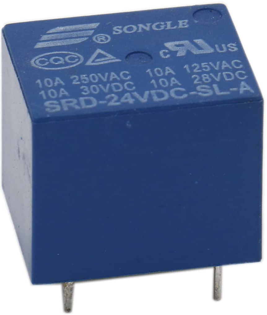 HesChen Mini PCB Power Relay SRD-24VDC-SL-A 24VDC SPST 10A 250VAC/28VDC 4 Pin 10 Pack