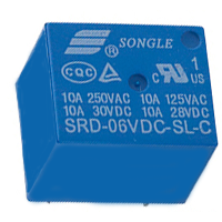 HesChen Mini PCB Power Relay SRD-06VDC-SL-C SPST 10A 250VAC/28VDC 5 Pin 10 Pack