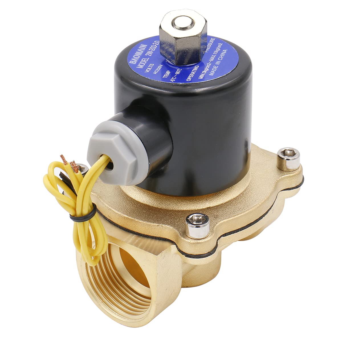 Heschen Pneumatic Brass Electric Solenoid Valve 2W-200-20K,3/4 Inch 12V/24V/110V/220V, Normally Open, 2 Way Direct Acting for Water