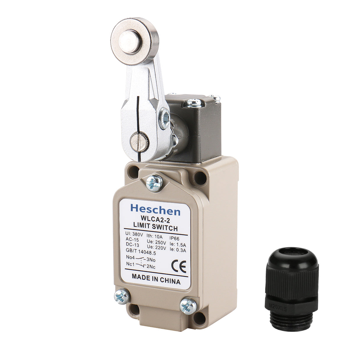 HesChen Limit Switch WLCA2-2 (TZ-5104) AC 250V 2A DC 2A 48V SPDT Circuit Control Roller Lever Metal