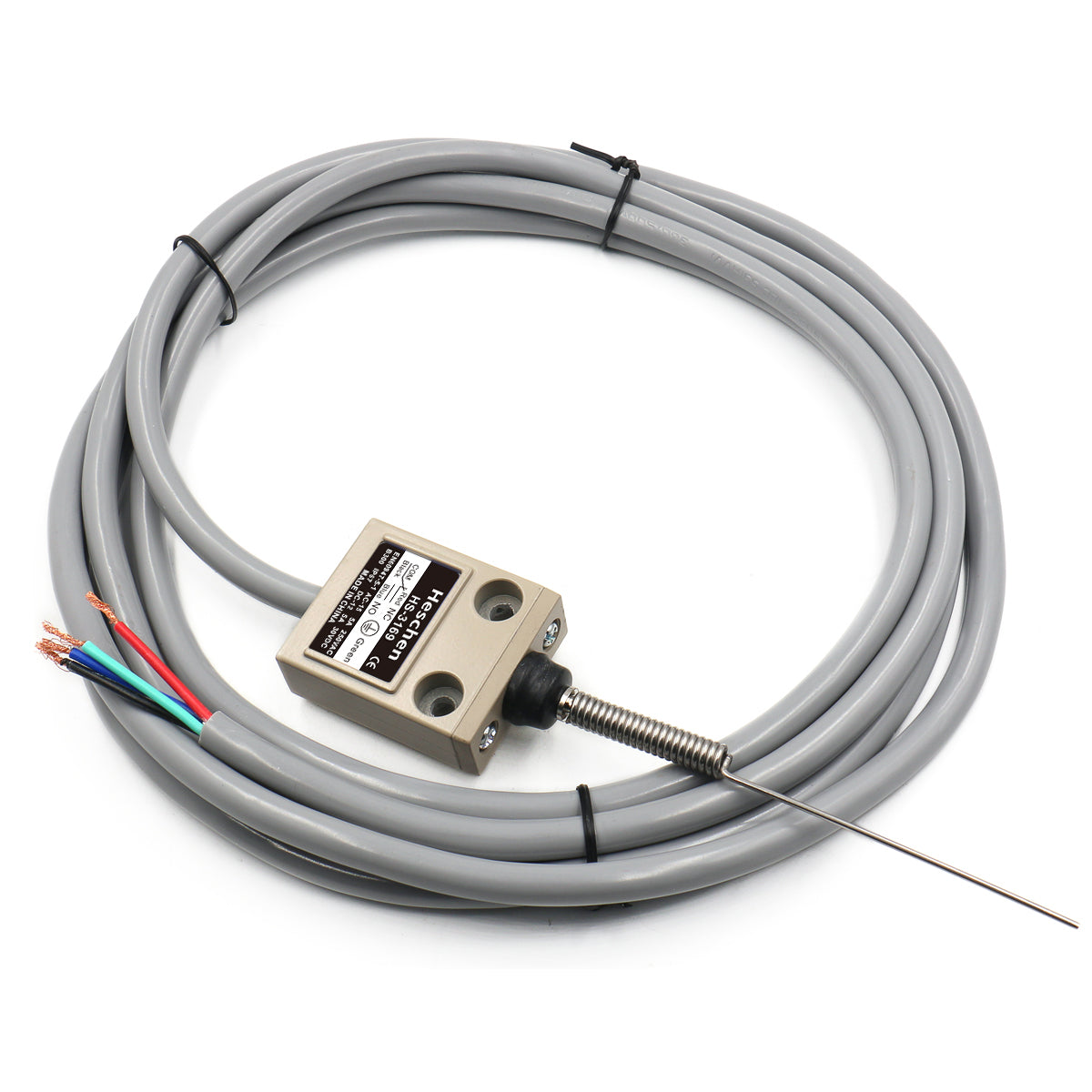 Heschen Compact Prewired Coil Spring Plunger Limit Switch TZ-3169 SPDT NO + NC Momentary AC 250V 5A IP67 Waterproof