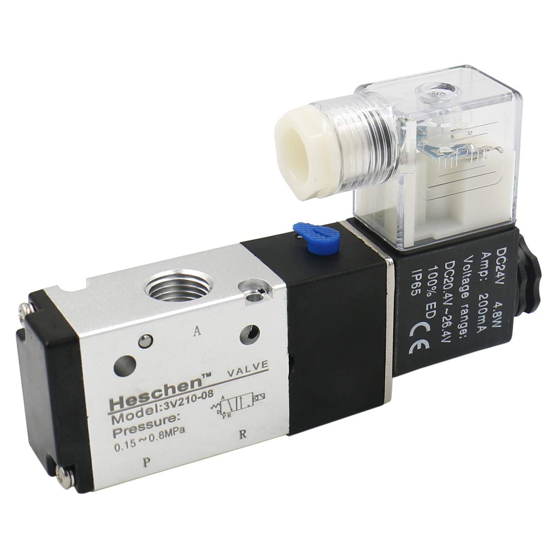 Heschen Electrical Pneumatic Solenoid Valve 3V210-08 12 VDC/24 VDC/110 VAC/220 VAC PT1/4 3/2 Way CE