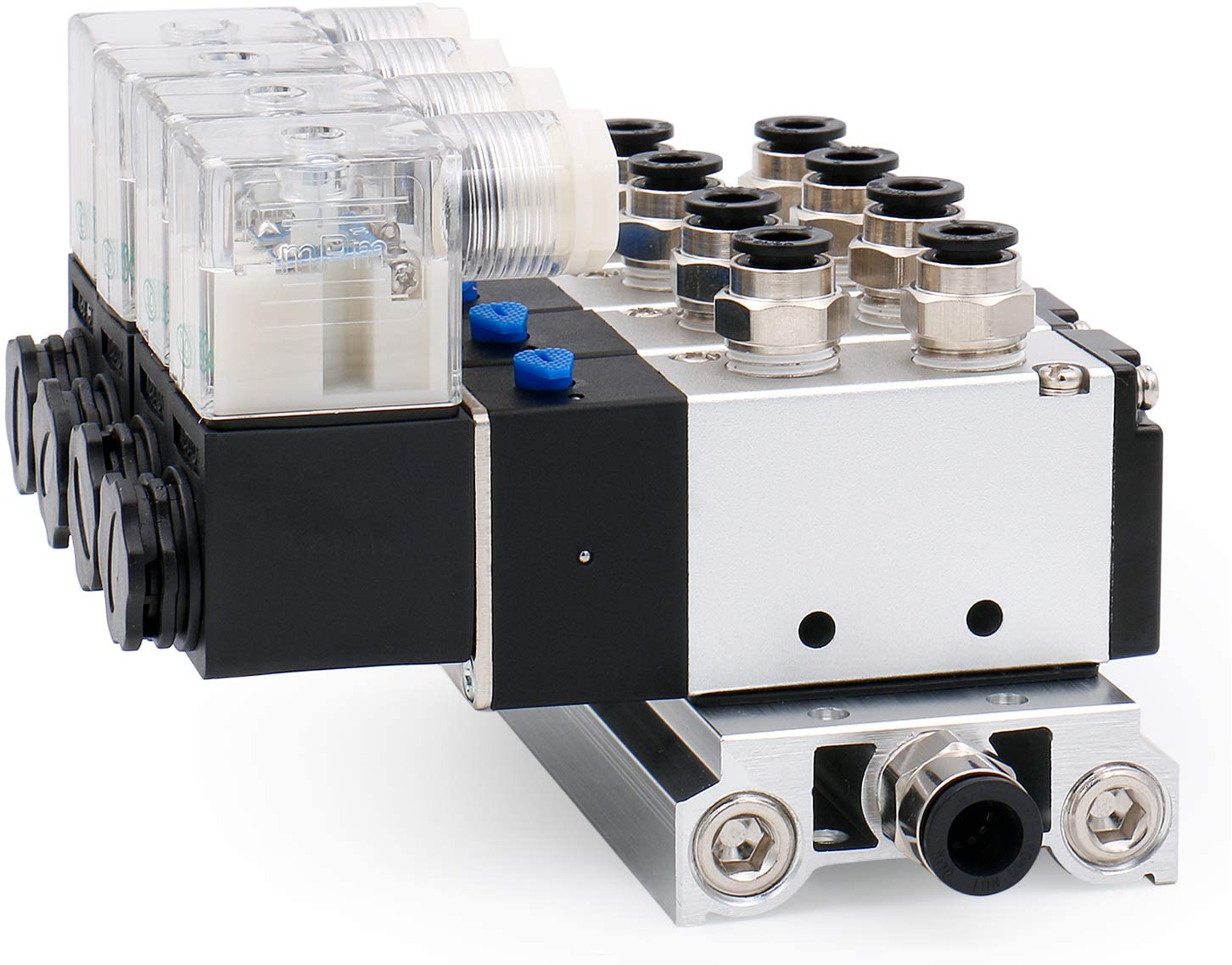 Heschen 4 Space Pneumatic Solenoid Valve 4V210-08 PT1/4 5 Way 2 Position Manifold Base Muffler Quick Fittings Set