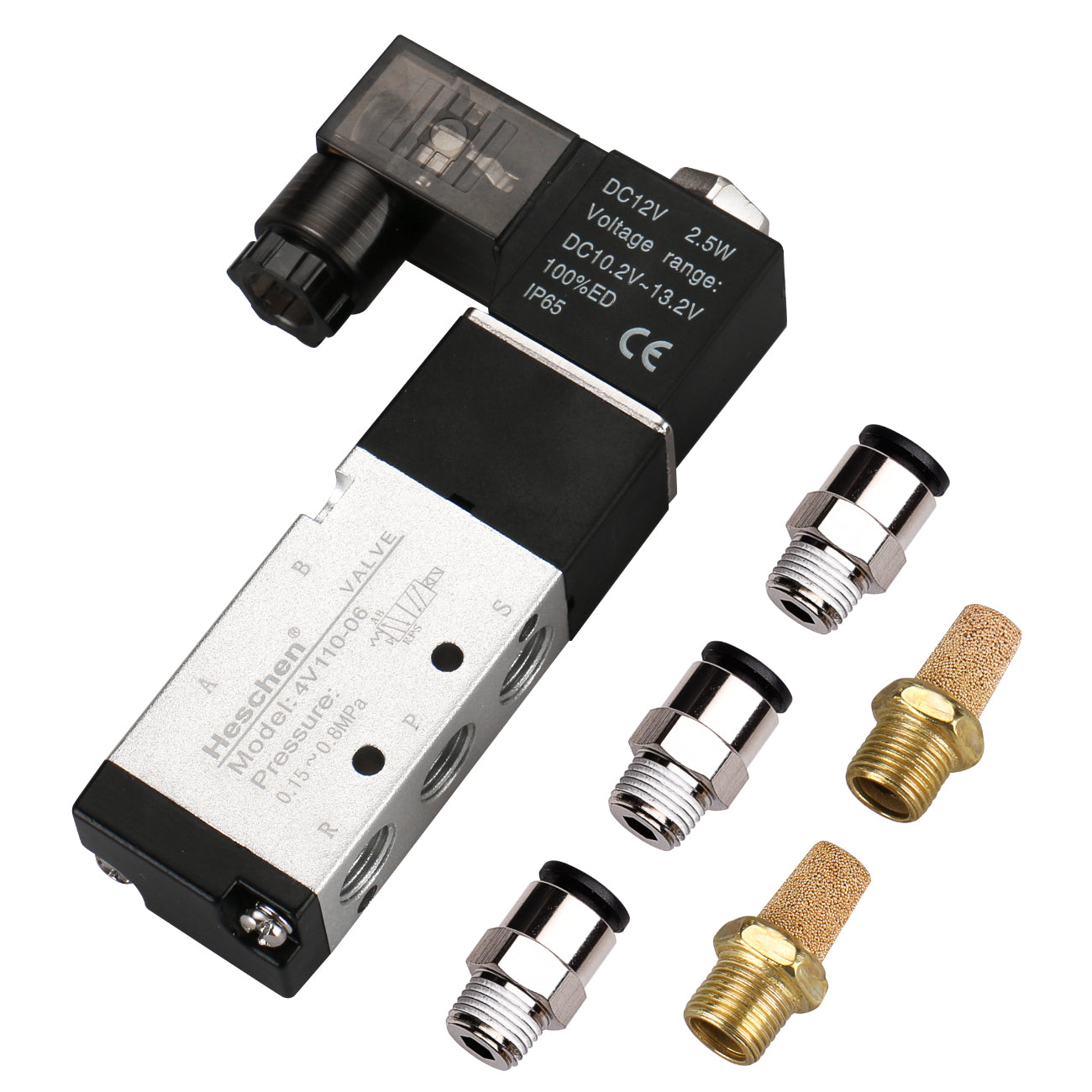 Electrical Pneumatic Solenoid Valve 4V110-06 DC12V/AC12V/DC24V/AC24V/AC110V/AC220V G1/8 5 Way 2 Position CE