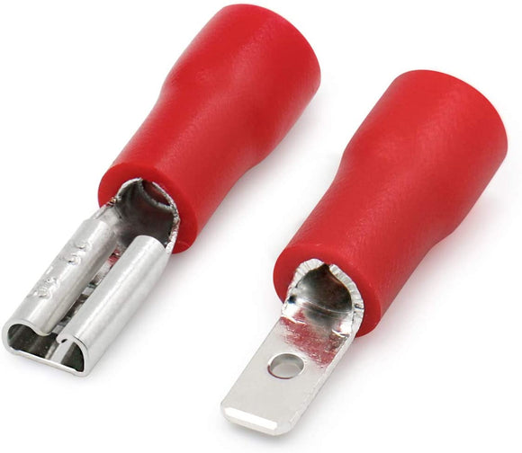 Heschen Male/Female Quick Disconnects Vinyl Insulated 2.8 x 0.5 mm Cable Terminal for 0.5-1.5mm² (22-16 AWG) Red Pack of 200