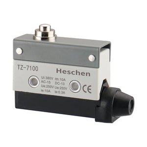 Heschen Limit Switch Short Push Plunger SPDT 1NC+1NO AC DC 380V 10A Momentary Type TZ-7100 CE Listed
