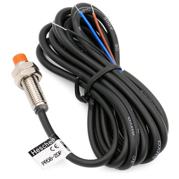Heschen Inductive Proximity Sensor PR08-2DP Cylindrical Type DC 12-24V 3-Wire PNP NO(Normally Open) CE