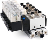 Heschen Electrical Pneumatic 5 Solenoid Valve 4V210-08 PT1/4 5 Way 2 Position Manifold Base Muffler Quick Fittings Set