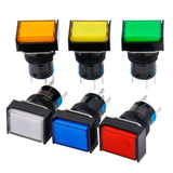 Heschen 16mm Rectangle Momentary Push Button Switch 1NO 1NC Red Blue Yellow White Green Orange 24V LED Lamp