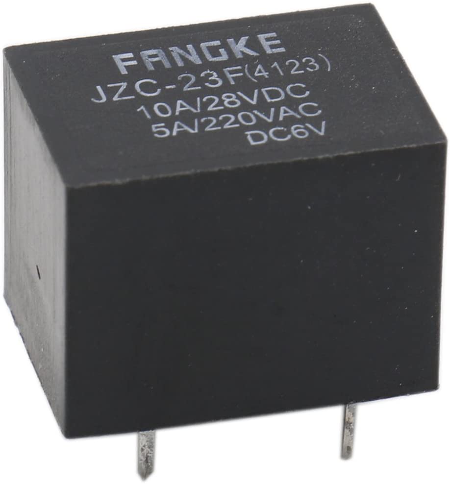 HesChen Mini PCB Power Relay JZC-23F(4123) DC 6V/24V SPST 10A/28VDC 5A/220VAC 5 Pin Pack of 5