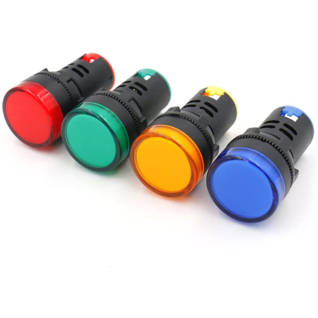 Heschen AD16-22D/S31 DC 12V/24V AC 110V/220V 20mA Energy Saving LED Indicator Light 2 Green 2 Yellow 2 Red 2 Blue (Pack of 8)