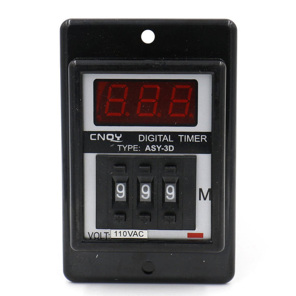 HesChen Digital Timer Time Relay ASY-3D DC 12V/24V/36V AC 24V/36V/110V/220V380V 1-999 Minute 8 Pins