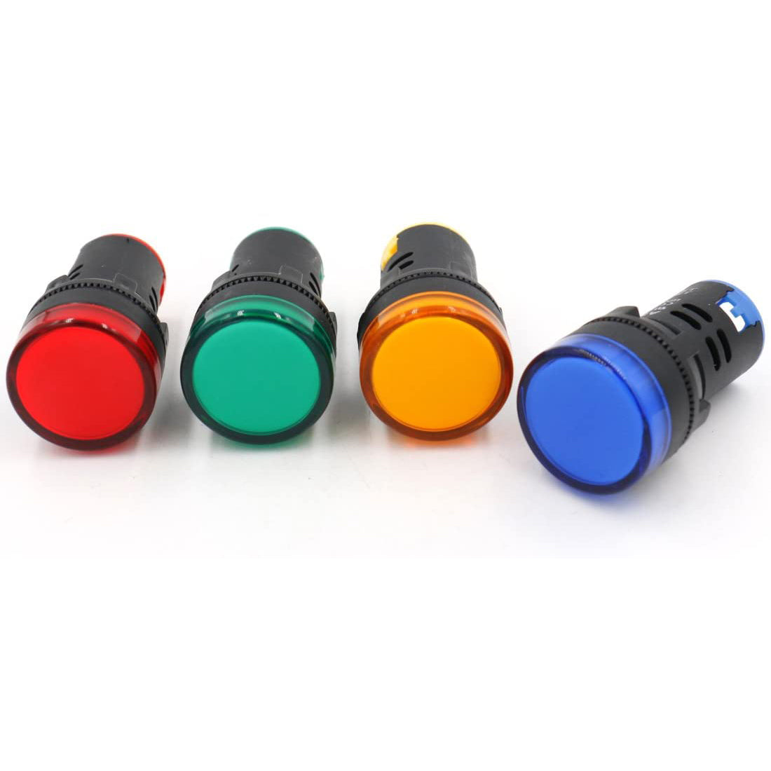 Heschen AD16-22D/S31 DC 12V/24V AC 110V/220V 20mA Energy Saving LED Indicator Light 2 Green 2 Yellow 2 Red 2 Blue (Pack of 8)