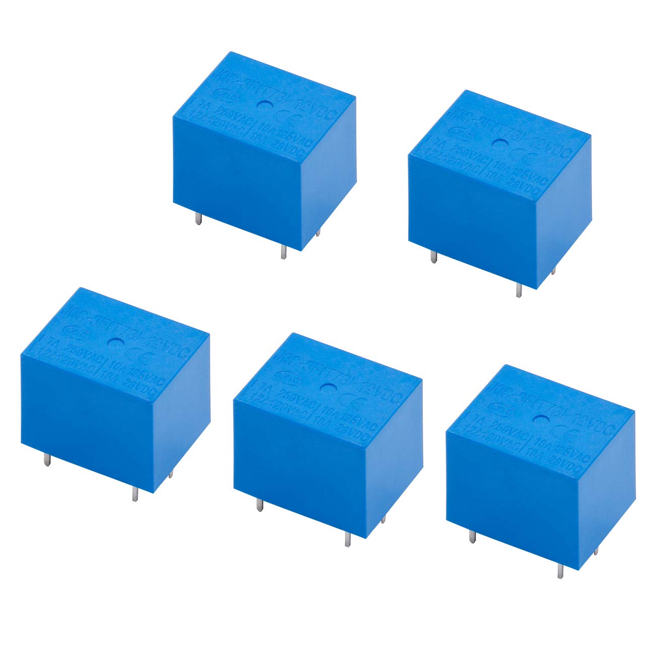 Heschen PC Board Relay, JQC-3F(T73), DC12V Coil, SPDT, 7A 250VAC, 5 Pin terminals, Pack of 10