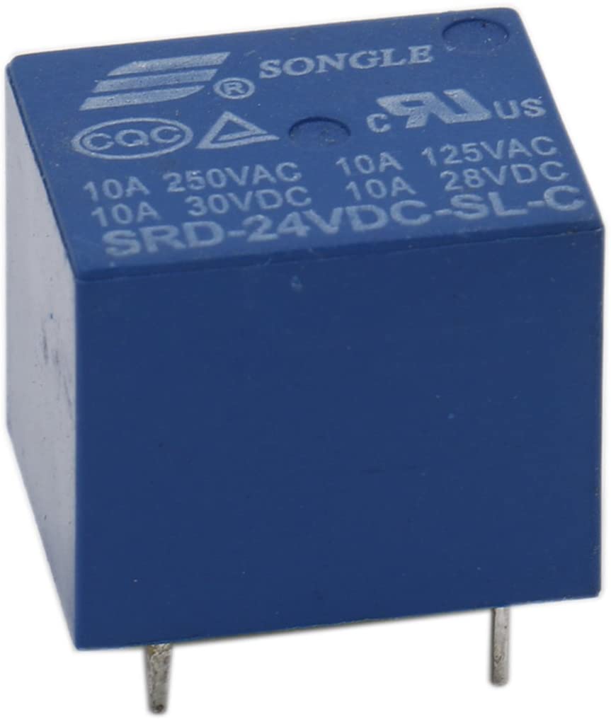 HesChen Mini PCB Power Relay SRD-24VDC-SL-C SPST 10A 250VAC/28VDC 5 Pin 10 Pack
