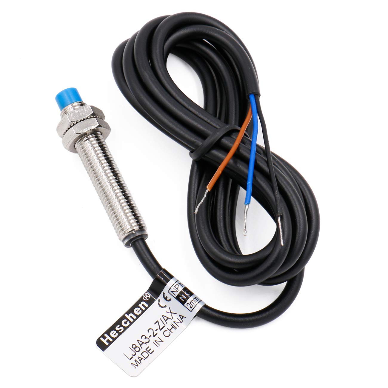 Heschen M8 Inductive Proximity Sensor Switch Non-Embeddable Type LJ8A3-2-Z/AX Detector 2mm 10-30VDC 200mA NPN Normally Closed(NC) 3 Wire