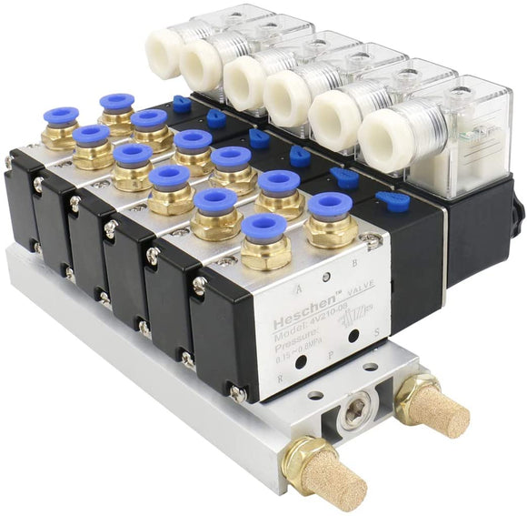 Baomain Válvula electromagnética neumática de 6 espacios 3V210-08 12VDC PT1/4 2 Baomain Válvula electromagnética neumática de 6 espacios 3V210-08 12VDC PT1/4 2