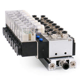 Integrated 8 Space Manifold Solenoid Valve 4V210-08 G1/4 inch 5 Way 2 Position with Base Muffler Quick Fittings Set