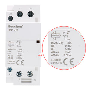 Contactor de CA doméstico CT1-63 63A 2 polos 1NA 1NC