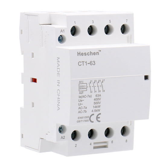 Heschen Household AC Contactor CT1-63 Ie 63A 4 Pole Four Normally Open