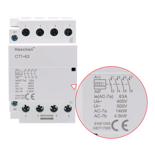 Heschen Household AC Contactor CT1-63 Ie 63A 4 Pole Four Normally Open