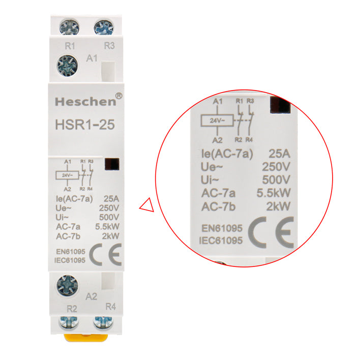 Contattore CA domestico HSR1-25 25A 2P NC normalmente chiuso