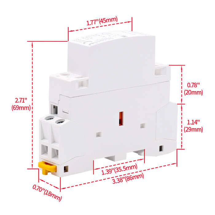 Heschen Contattore Modulare AC CT1-16 | 16A 2NO | Bobina 220/240V | Montaggio Su Guida DIN 35mm | Certificato TÜV CE
