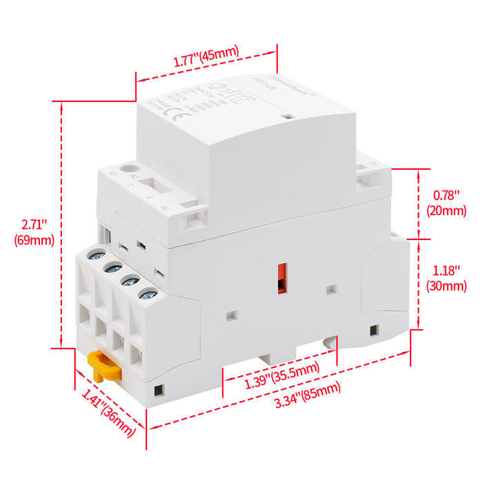 Contattore CA Heschen 25A - 2 Poli, 1NO+1NC, Bobina 12VAC, Per Montaggio DIN - Foto 10