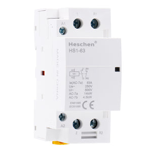 Contattore CA Heschen 25A - 2 Poli, 1NO+1NC, Bobina 12VAC, Per Montaggio DIN - Foto 2