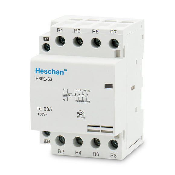 Contacteur AC HSR1-16 Heschen - 2 Pôles, 2 NC, Bobine 12 V DC, Montage Rail DIN - 2