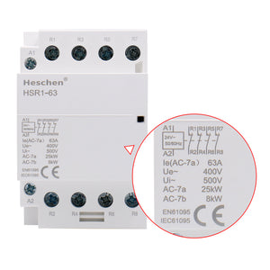 Contactor de CA doméstico HSR1-63 63A 4P NC Normalmente cerrado