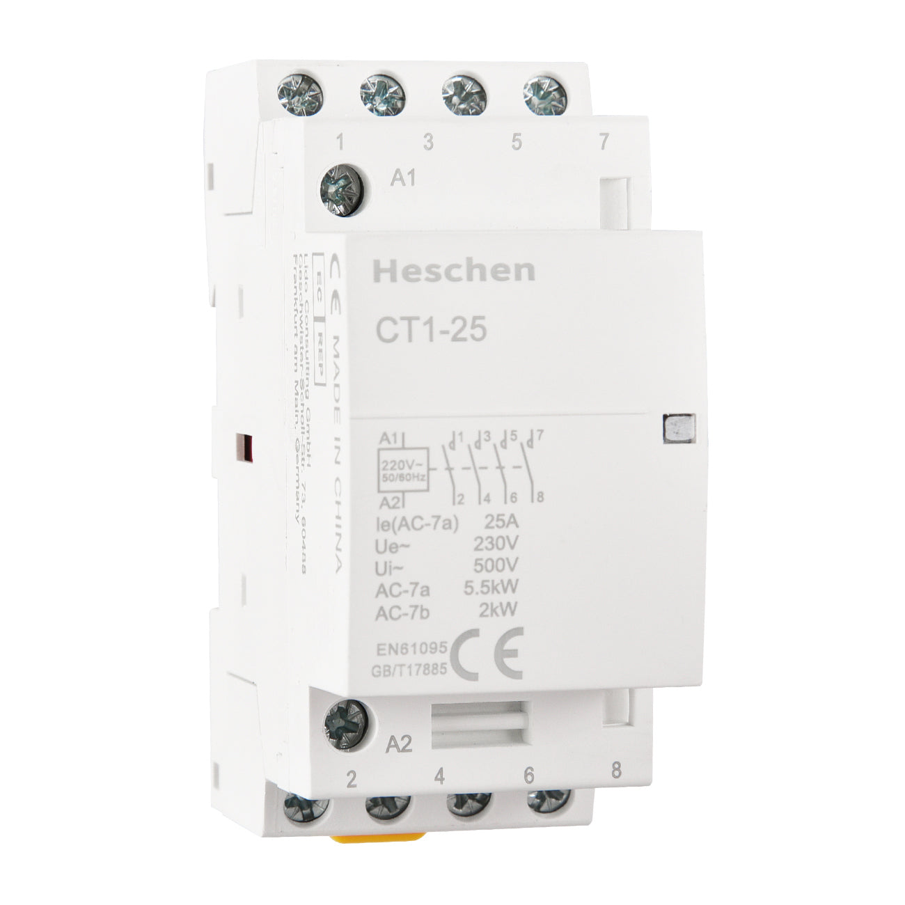 Household AC Contactor CT1-25 4 Pole Four Normally Open 220V/240V Coil Voltage 35 mm DIN Rail Mount