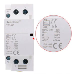 Contactor de CA doméstico CT1-63 63A 2 polos NO
