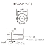 Heschen 2mm Embedded Inductive Sensor Switch Bi2-M12-AZ3X Cylindrical Type AC 90-250V 2 Wire NO(Normally Open) CE