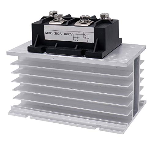 HesChen Bridge Rectifier MDQ-200A 200A 1600V Diode Module with Heat Sinks Aluminum