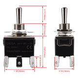 Heschen Metal Toggle Switch DPDT Maintained ON/OFF/ON 3 Position 15A 250VAC 6 tab Terminal CE with Waterproof Cap C523A Pack of 2