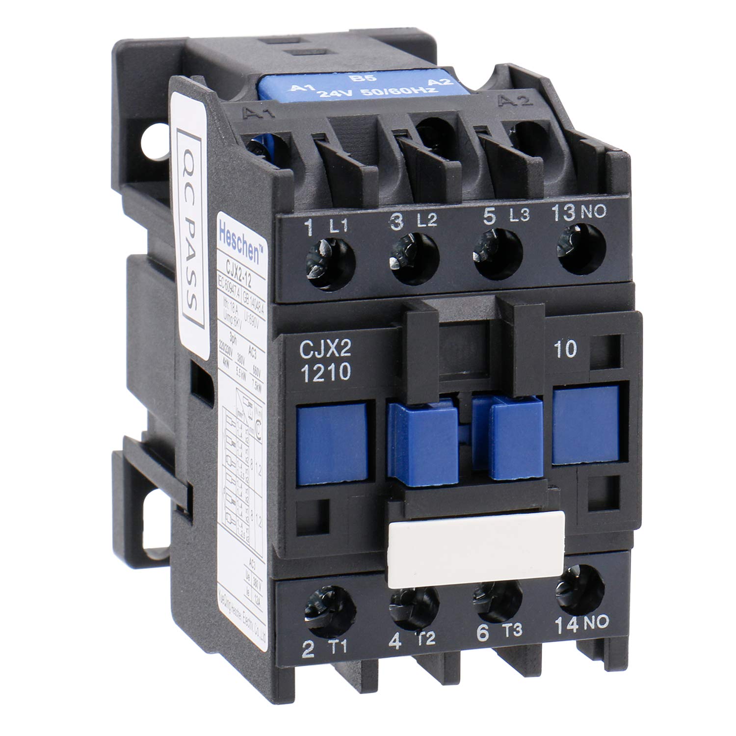 Heschen AC Contactor CJX2-1210 24V 50/60Hz Coil 3P 3 Pole Normally Open Ie 12A Ue 380V