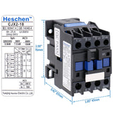 Heschen AC Contactor CJX2-1810 24V 50/60Hz Coil 3P 3 Pole Normally Open Ie 18A Ue 380V