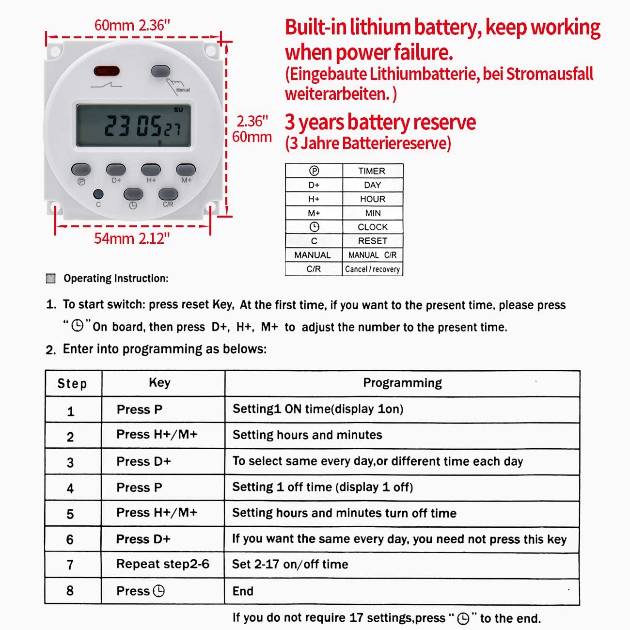 interruttore timer digitale 110v