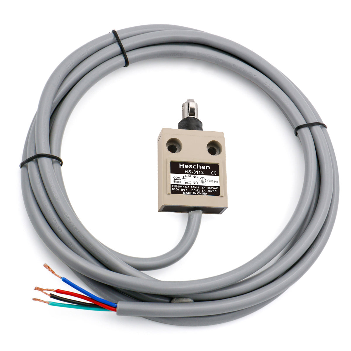 Heschen Limit Switch HS-3113(TZ-3113)  Cross Roller Plunger Sealed Momentary SPDT 1NO 1NC IP67 Waterproof