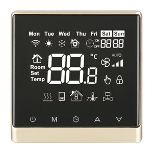 Heschen LCD Digital Programmable Thermostat DK-506 AC110V/AC220V 3Amp/16Amp Work for Under-Floor Temperature Controller Golden