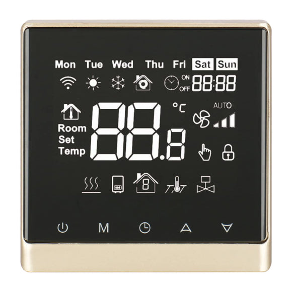 Heschen LCD Digital Programmable Thermostat DK-506 AC110V/AC220V 3Amp/16Amp Work for Under-Floor Temperature Controller Golden